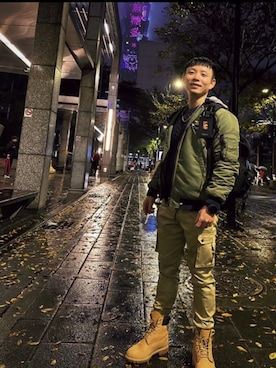 「NET（ネット）のアイテム（MA-1）」を使った、Felix さん（メンズ・165cm）の冬コーディネート