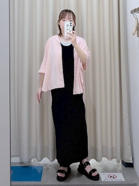 「Elura（エルーラ）のラメタンクトップ／105302（Tシャツ/カットソー、ホワイト系）」を使った、かわこさん（レディース）の夏コーディネート