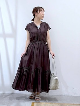 「Elura（エルーラ）のラメタンクトップ／105302（Tシャツ/カットソー、ホワイト系）」を使った、かわこさん（レディース）の夏コーディネート