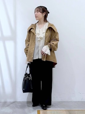 「Elura（エルーラ）のサマ見えリラクシーセミワイドパンツ/580458（その他パンツ、ブラック系）」を使った、かわこさん（レディース）の冬コーディネート