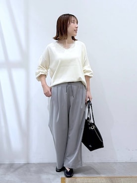 「Elura（エルーラ）のVカットスクエアフラットシューズ/597583（パンプス、ブラック系）」を使った、かわこさん（レディース）の冬コーディネート