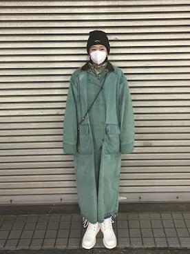 「NOAH（ノア）のアイテム（ニットキャップ/ビーニー）」を使った、emiさん（レディース・163cm）の冬コーディネート