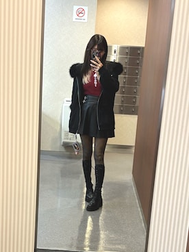 「RESEXXY（リゼクシー）のデコルテクロスニットトップス（ニット/セーター、レッド系）」を使った、deyilanniさん（レディース・166cm）の春コーディネート