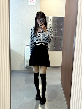 「evelyn（evelyn）のアイテム（ワンピース/ドレス、ブラック系）」を使った、deyilanniさん（レディース・166cm）の春コーディネート