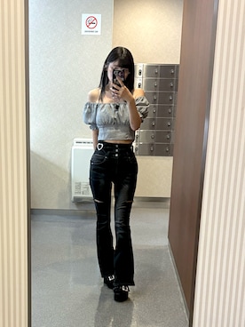 「EMODA（エモダ）のアイテム（トップス、グレー系）」を使った、deyilanniさん（レディース・166cm）の夏コーディネート
