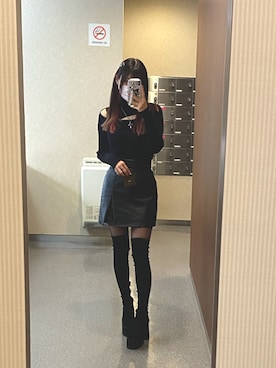 「MERCURYDUO（マーキュリーデュオ）のアイテム（ニット/セーター）」を使った、deyilanniさん（レディース・166cm）の冬コーディネート