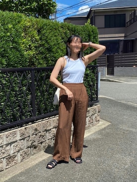 「サテンパンツ」｜「アイテム（腕時計）」を使った、kmさん（レディース・163cm）の夏コーディネート