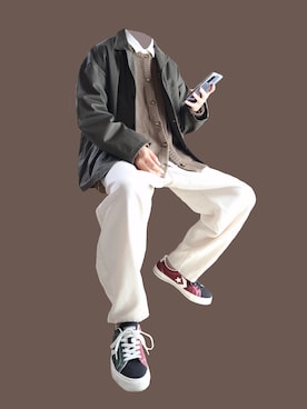 「アイテム（カーディガン/ボレロ、ブラウン系）」を使った、そうたさん（メンズ・173cm）の春コーディネート