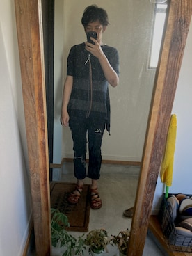 「Yohji Yamamoto（ヨウジヤマモト）のアイテム（Tシャツ/カットソー）」を使った、akky  ❣️相互❣️さん（メンズ・175cm）の夏コーディネート