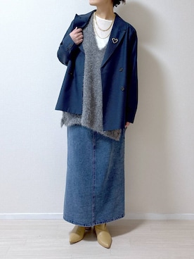 「高見え」｜「アイテム（ジャンパースカート）」を使った、はやまさんさん（レディース・165cm）の冬コーディネート