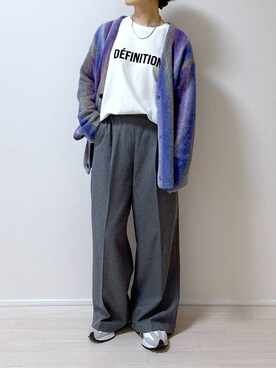 「LAKOLE（ラコレ）のグラデストライプカーディガン/146463（カーディガン/ボレロ）」を使った、はやまさんさん（レディース・165cm）の冬コーディネート