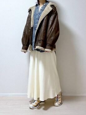 「LAKOLE（ラコレ）のケミカルウォッシュシャツ長袖 / 140262（シャツ/ブラウス）」を使った、はやまさんさん（レディース・165cm）の秋コーディネート