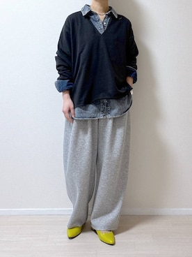 「LAKOLE（ラコレ）のケミカルウォッシュシャツ長袖 / 140262（シャツ/ブラウス）」を使った、はやまさんさん（レディース・165cm）の冬コーディネート