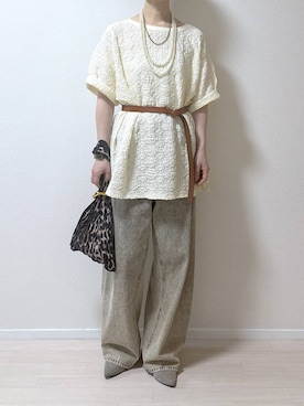 「LOWRYS FARM（ローリーズファーム）のパールタレンネックレス　249411（ネックレス）」を使った、はやまさんさん（レディース・165cm）の夏コーディネート