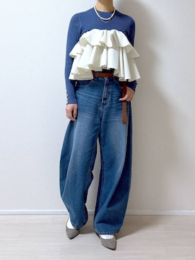 「O0u（オーゼロユー）のアイテム」を使った、はやまさんさん（レディース・165cm）の秋コーディネート