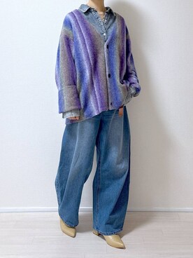 「アイテム（カーディガン/ボレロ、パープル系）」を使った、はやまさんさん（レディース・165cm）の冬コーディネート
