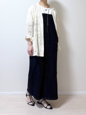「高見え」｜「アイテム（ジャンパースカート）」を使った、はやまさんさん（レディース・165cm）の春コーディネート