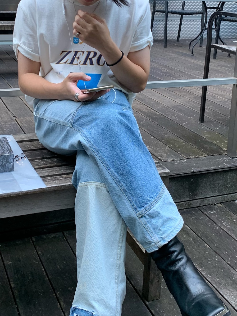 「groundzero、adererror、ADER error、ACNE、AcneStudios、ootd」｜「GROUND (ZER)Oのアイテム（Tシャツ/カットソー、ホワイト系）」を使った、nsさん（メンズ・165cm）の秋コーディネートの1枚目の写真