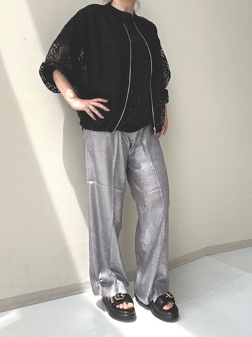 ニッセン ストレートパンツ 大きいサイズ レディース 綿100％ パッチ