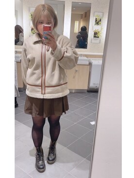 「tiptop（ティップトップ）のアイテム（ムートンコート）」を使った、まきろん。さん（レディース・157cm）の冬コーディネート