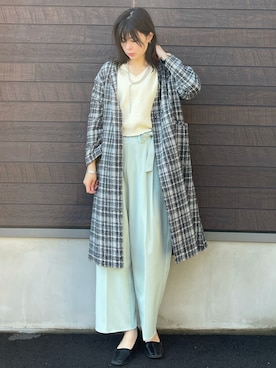 「Green　Parks（グリーンパークス）のアイテム（ノーカラーコート）」を使った、yokoyama_yuuuさん（レディース・173cm）の冬コーディネート