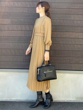 「美シルエット」｜「アイテム（ワンピース/ドレス）」を使った、yokoyama_yuuuさん（レディース・173cm）の秋コーディネート