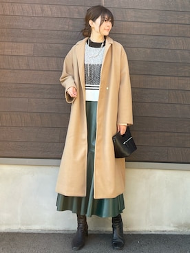 「ジャガード」｜「アイテム（チェスターコート）」を使った、yokoyama_yuuuさん（レディース・173cm）の冬コーディネート