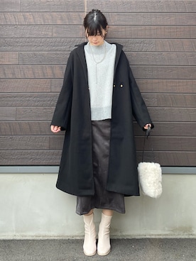 「ナロースカート」｜「アイテム（チェスターコート）」を使った、yokoyama_yuuuさん（レディース・173cm）の冬コーディネート