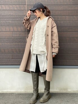 「SLURR（スラ―）のアイテム（ステンカラーコート）」を使った、yokoyama_yuuuさん（レディース・173cm）の夏コーディネート