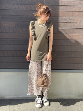 「ラッフルスリーブ」｜yokoyama_yuuuさん（レディース・173cm）の秋コーディネート