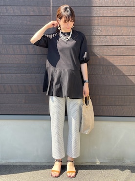 「ミニトート」｜「アイテム（サンダル）」を使った、yokoyama_yuuuさん（レディース・173cm）の夏コーディネート