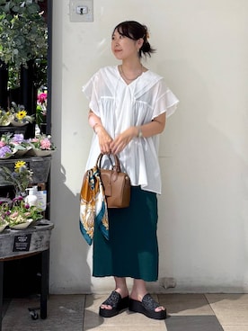 「LOWRYS FARM」｜「アイテム（財布/小物）」を使った、なかじさん（レディース・165cm）の夏コーディネート