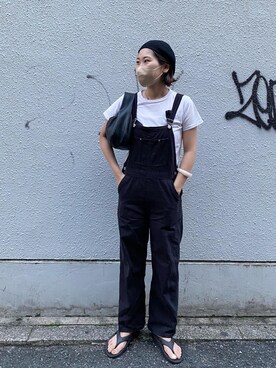 「ローリーズファーム(LOWRYS FARM)」｜「アイテム（サロペット/オーバーオール）」を使った、なかじさん（レディース・165cm）の秋コーディネート
