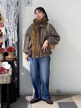 「アイテム（ストール/ショール）」を使った、なかじさん（レディース・165cm・20代）の秋コーディネート