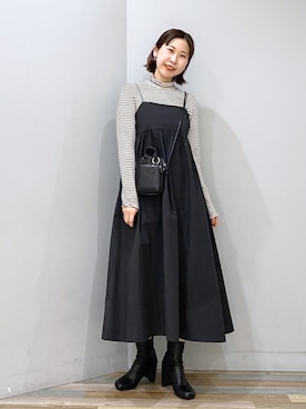 「LOWRYS FARM（ローリーズファーム）のストレッチヒールブーツ　851418（ブーツ）」を使った、なかじさん（レディース・165cm）の秋コーディネート