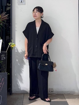 「アイテム（ヘアアクセサリー）」を使った、なかじさん（レディース・165cm）の夏コーディネート