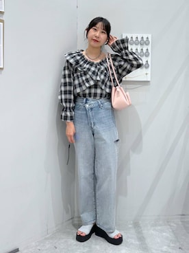 「LOWRYS FARM（ローリーズファーム）のチェーンネックレス　976398（ネックレス）」を使った、なかじさん（レディース・165cm）の夏コーディネート