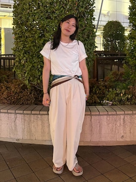 「アイテム（バンダナ/スカーフ）」を使った、なかじさん（レディース・165cm）の夏コーディネート