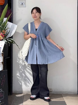 「アイテム（リング、ホワイト系）」を使った、なかじさん（レディース・165cm）の夏コーディネート