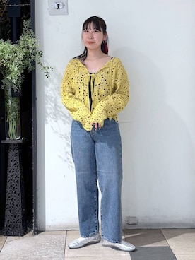 「アイテム（ストール/ショール）」を使った、なかじさん（レディース・165cm）の春コーディネート