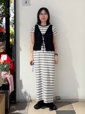 「LOWRYS FARM（ローリーズファーム）のＥＹＥＷＥＡＲ　128533（メガネ、その他）」を使った、なかじさん（レディース・165cm）の春コーディネート
