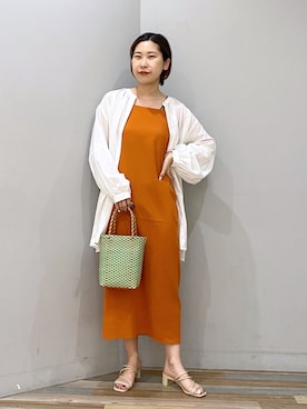 「LOWRYS FARM（ローリーズファーム）のアイテム（かごバッグ）」を使った、なかじさん（レディース・165cm）の夏コーディネート