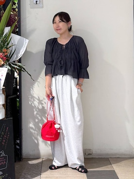 「アイテム（ヘアアクセサリー）」を使った、なかじさん（レディース・165cm）の夏コーディネート