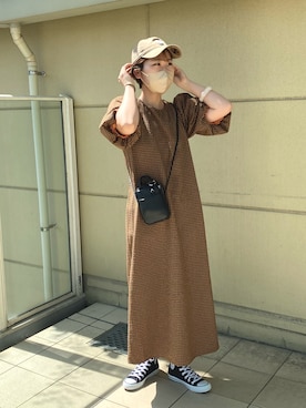 「アパレルスタッフ」｜「アイテム（帽子）」を使った、なかじさん（レディース・165cm）の春コーディネート