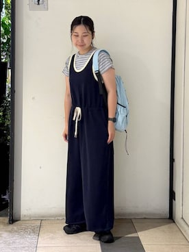 「LOWRYS FARM（ローリーズファーム）のフライスチビＴＥＥ 637055（Tシャツ/カットソー、グレー系）」を使った、なかじさん（レディース・165cm）の夏コーディネート