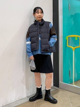 「高見え」｜「アイテム（ダウンベスト）」を使った、なかじさん（レディース・165cm）の秋コーディネート