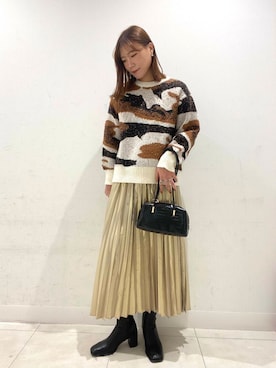 「SENSE OF PLACE by URBAN RESEARCH（センスオブプレイスバイアーバンリサーチ）のニュアンスパターンラメセーター（ニット/セーター）」を使った、inaさん（レディース・165cm）の冬コーディネート