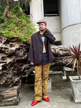 「アイテム（ハンチング/ベレー帽）」を使った、トッキーさん（メンズ・176cm）の秋コーディネート