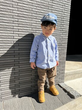 「アイテム（キャップ）」を使った、HINATAさん（キッズ・100cm）の秋コーディネート