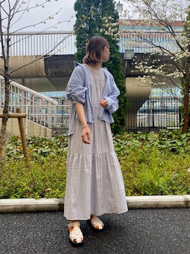 「AS KNOW AS plus（アズノゥアズプラス）のアイテム（ワンピース）」を使った、くろだまやさん（レディース・157cm）の春コーディネート